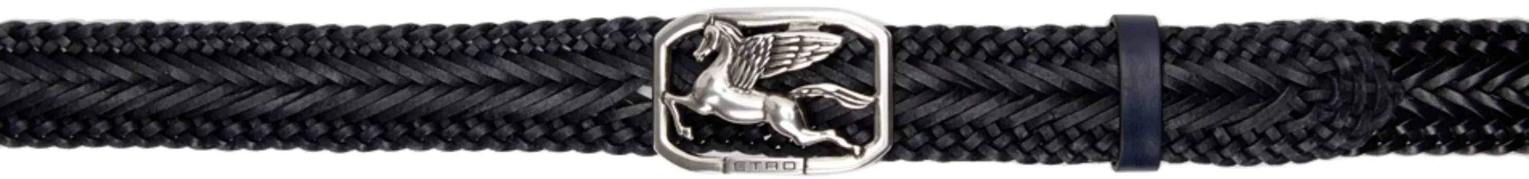Черный плетеный ремень Pegaso Etro