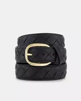 Черный плетеный ремень с круглой пряжкой Tintoretto, черный