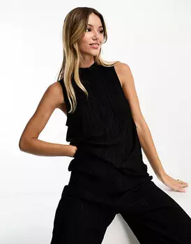 Черный плиссированный топ без рукавов Vero Moda