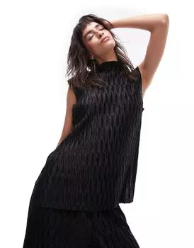 Черный плиссированный топ премиум-класса Topshop Coord