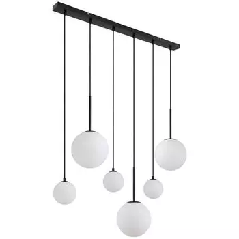 Черный подвесной светильник, шарики из опалового стекла, В 117 см. Globo Lighting