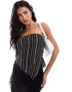 Черный полосатый асимметричный топ-бандо ASOS DESIGN