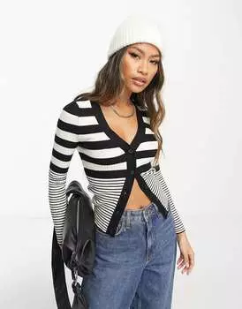 Черный полосатый кардиган River Island