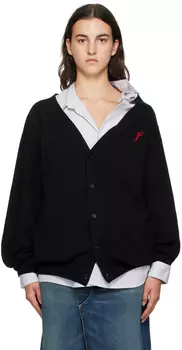 Черный полусвободный кардиган Doublet