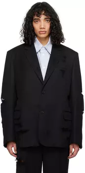 Черный поношенный блейзер Doublet