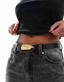 Черный пояс и поясной ремень для джинсов ASOS DESIGN – со вставками