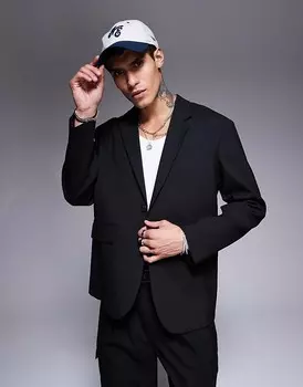 Черный повседневный пиджак свободного кроя ASOS DESIGN