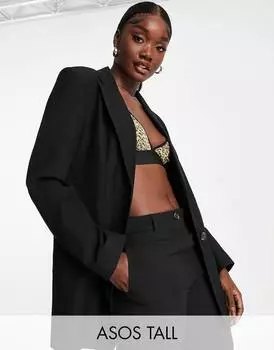 Черный приталенный пиджак для мальчика ASOS DESIGN Tall Mix & Match