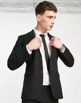 Черный приталенный пиджак New Look
