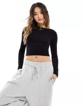 Черный приталенный топ с длинными рукавами Missy Empire Missyempire