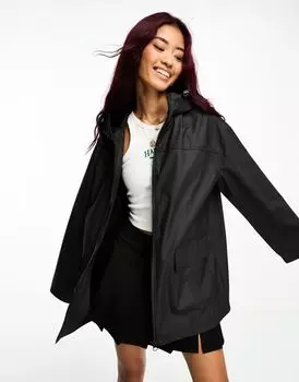 Черный прорезиненный дождевик ASOS DESIGN