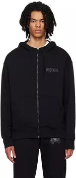 Черный прорезиненный худи Moschino