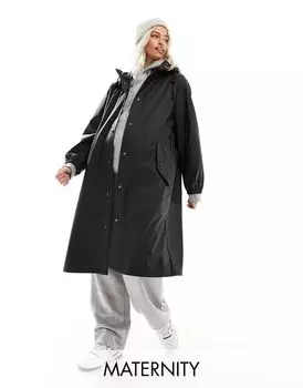 Черный прорезиненный плащ ASOS DESIGN Maternity