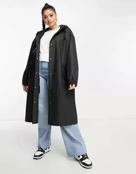 Черный прорезиненный плащ-парка ASOS DESIGN Curve