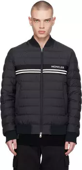 Черный пуховик с нашивками Moncler
