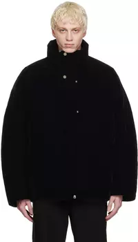 Черный пуховик с прорезными карманами Wooyoungmi