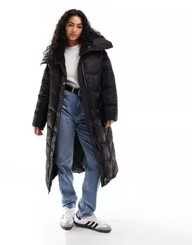 Черный пуховик со вставками River Island