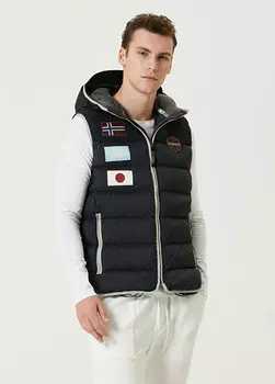 Черный пуховый жилет с капюшоном shackleton Napapijri