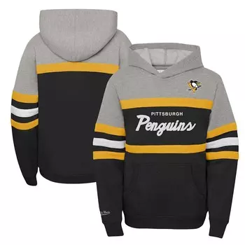 черный пуловер с капюшоном для главного тренера молодежной команды Mitchell & Ness Pittsburgh Penguins, цвет Png Black