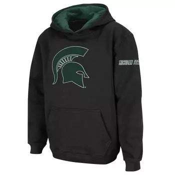 Черный пуловер с капюшоном с большим логотипом Youth Stadium Athletic Michigan State Spartans Unbranded