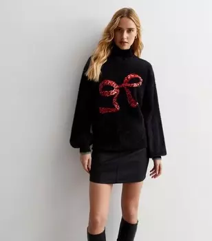 Черный пушистый джемпер с бантом и пайетками Sunshine Soul Sunshine Soul, черный