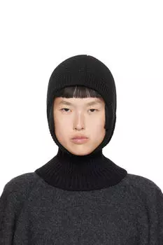 Черный ребристая капюшон LEMAIRE