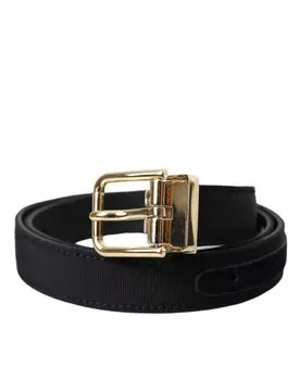 Черный ремень Gros Grain Gold Metal Buckle для мужчин Dolce & Gabbana