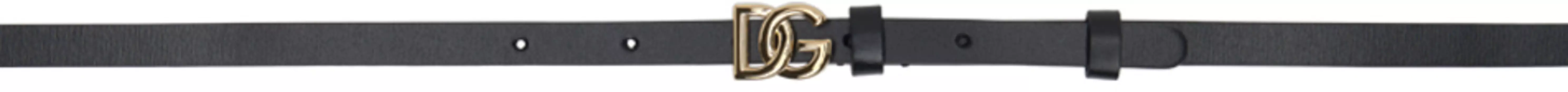 Черный ремень из телячьей кожи с логотипом Dolce&Gabbana