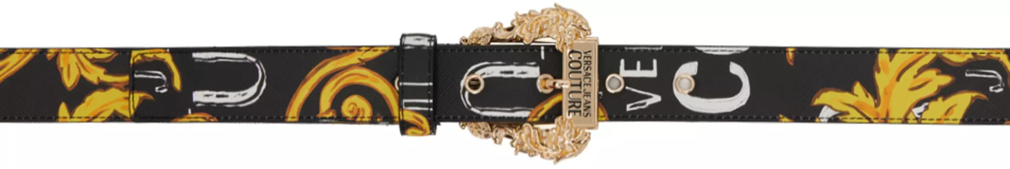 Черный ремень от кутюр с логотипом Versace Jeans Couture