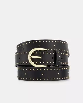 Черный ремень с боковыми заклепками и закругленной пряжкой Tintoretto, черный