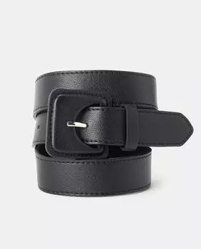 Черный ремень с квадратной пряжкой Jo & Mr. Joe, черный