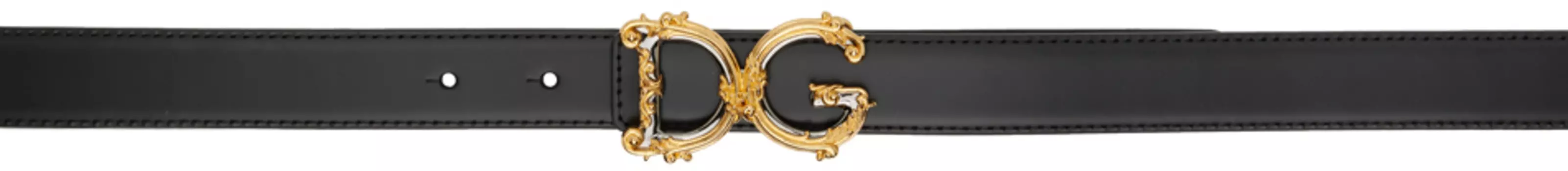 Черный ремень с логотипом Dolce & Gabbana