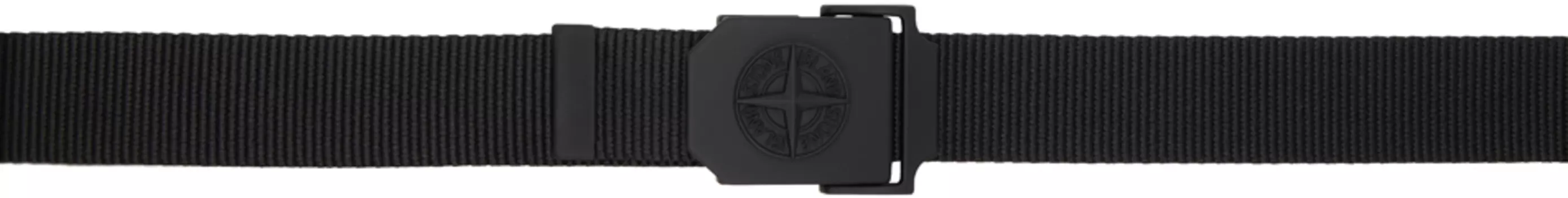 Черный ремень с логотипом Stone Island