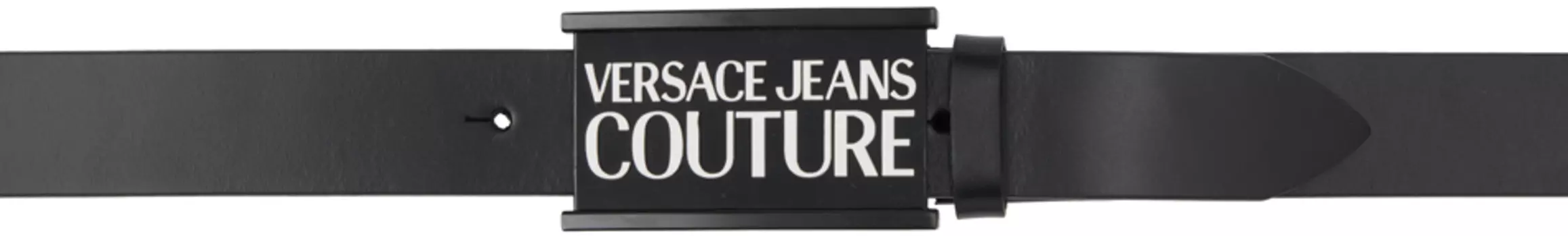 Черный ремень с логотипом Versace Jeans Couture