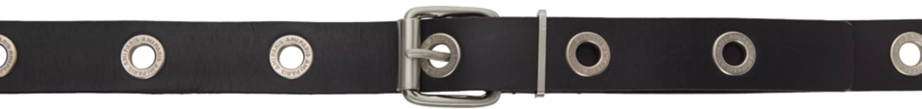 Черный ремень с люверсами AMI Alexandre Mattiussi