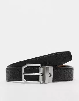 Черный ремень с угловой пряжкой River Island