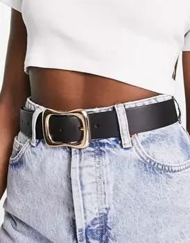 Черный ремень с волнистой пряжкой ASOS DESIGN