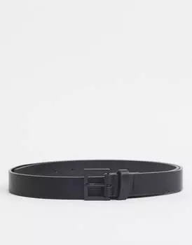 Черный ремень скинни из искусственной кожи с матовой черной пряжкой ASOS DESIGN smart