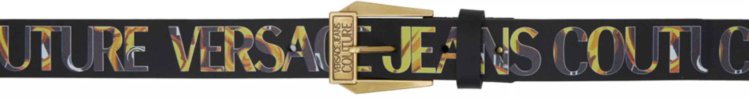 Черный ремень Stampa с логотипом Versace Jeans Couture