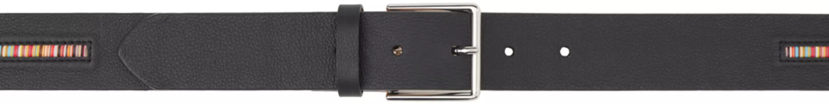 Черный ремень в фирменную полоску Paul Smith