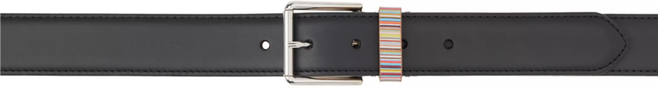 Черный ремень в фирменную полоску Paul Smith