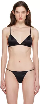 Черный роскошный бюстгальтер с треугольными чашечками Fleur du Mal