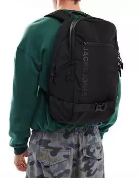 Черный рюкзак с логотипом Jack & Jones из рипстопа и отделением для ноутбука