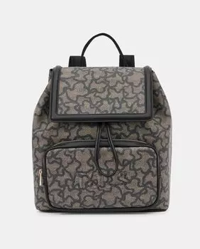 Черный рюкзак с принтом, клапаном и магнитной кнопкой Tous, черный