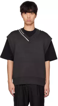 Черный рваный жилет C2H4