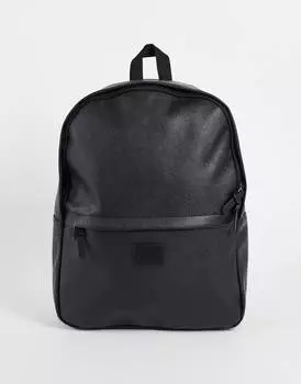 Черный сафьяновый рюкзак с карманом на молнии ASOS DESIGN