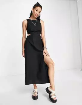 Черный сарафан макси с вырезами на боках ASOS DESIGN