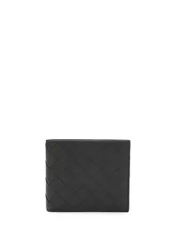 Черный серебряный вязаный мужской кожаный кошелек с текстурой Bottega Veneta