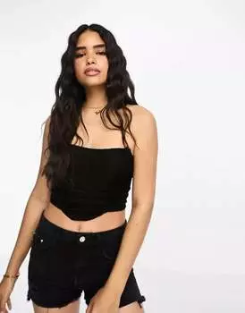 Черный сетчатый корсетный топ Pimkie