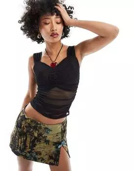 Черный сетчатый топ с розеткой Noisy May